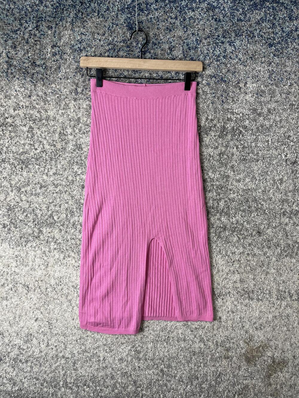 Free People Skirt Womens XS Ribbed Knit Stretch Midi Slit Casual Extra Small